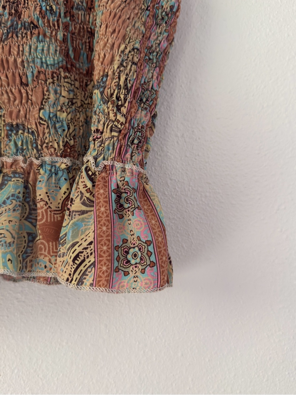 Fairy Smocked Peplum Tank One Size Silk Blend - Picture 2 of 8